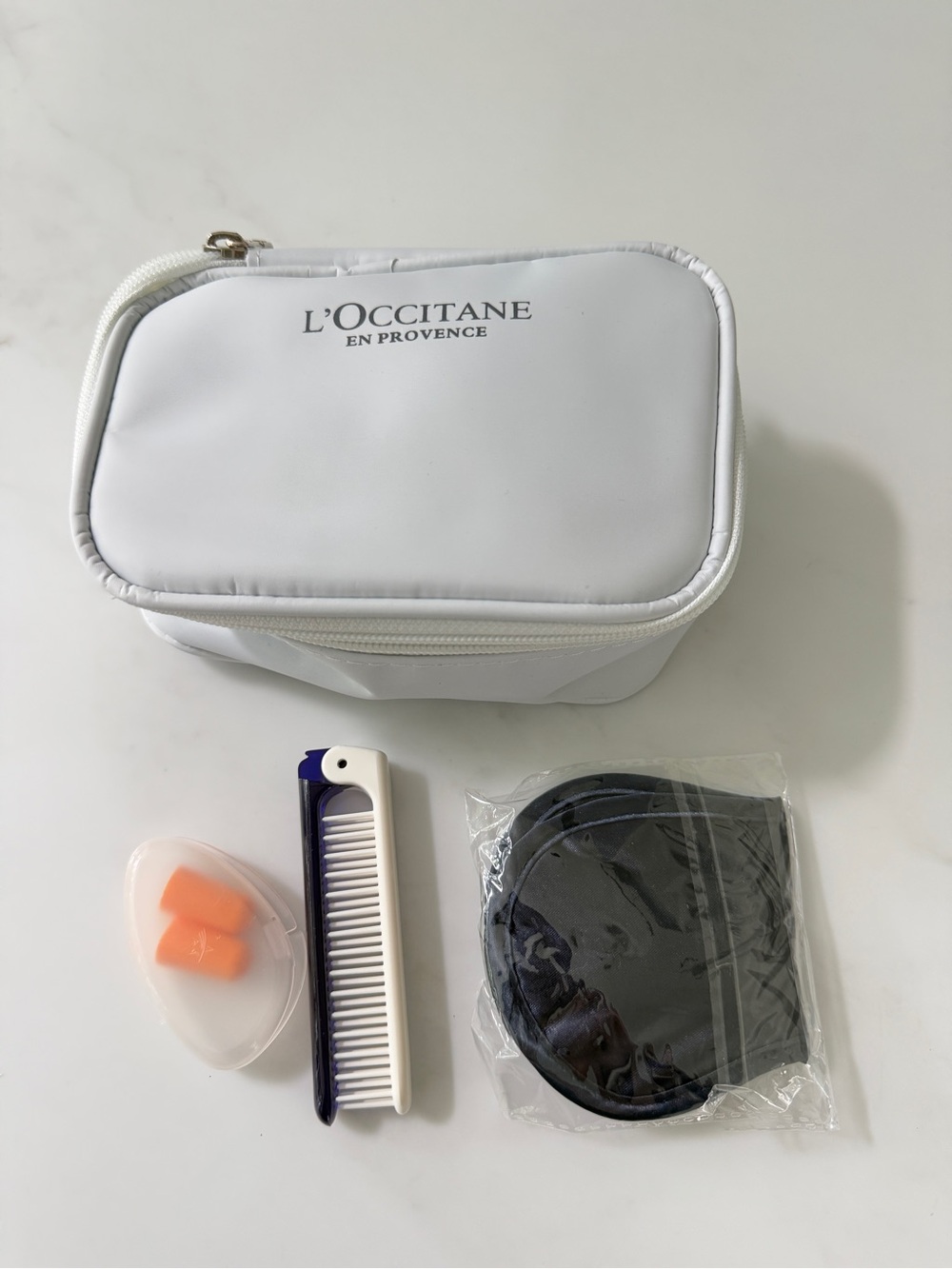 L'Occitane white travel toiletry bag airlines amenity kits